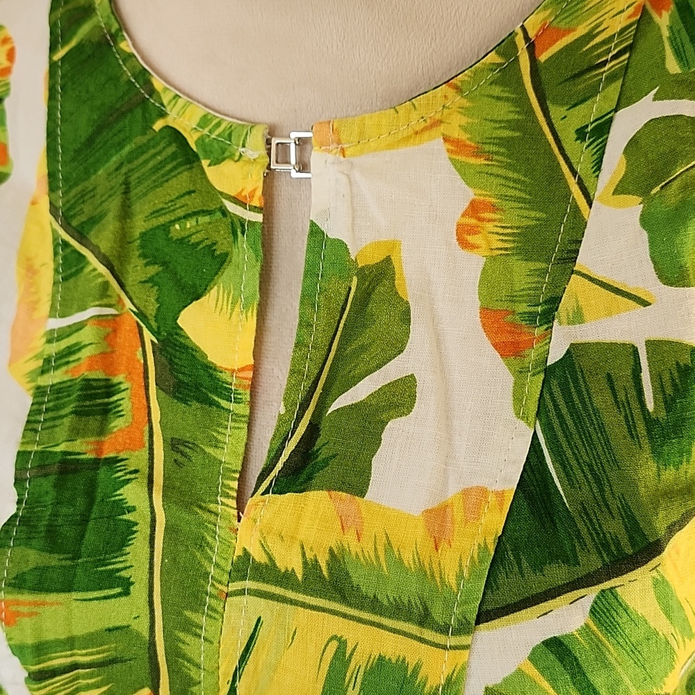 Cynthia Rowley Tropical Print Linen Blend Blouse M - Picture 4 of 11